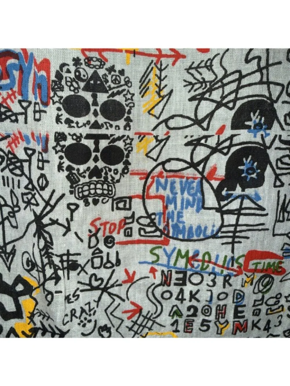 Jean Michel Basquiat Skulls Scarf Shawl Never Mind The Symbolic RARE Cotton VTG